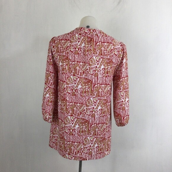 Jude Connally Womens Kerry Nylon Blend Geo Print 3/4 Sleeve V-Neck Tunic Top S - Picture 4 of 9